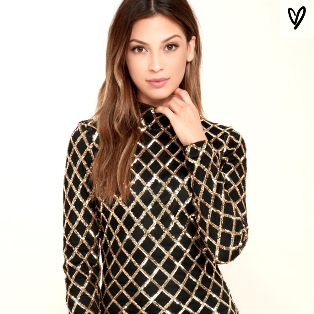 Gold and Black Sequin Dress